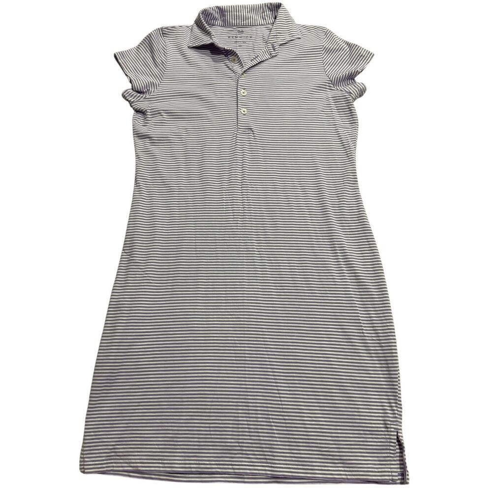 Renwick Striped Polo Shirt Dress Womens XS Purple White Pima Cotton Golf Active